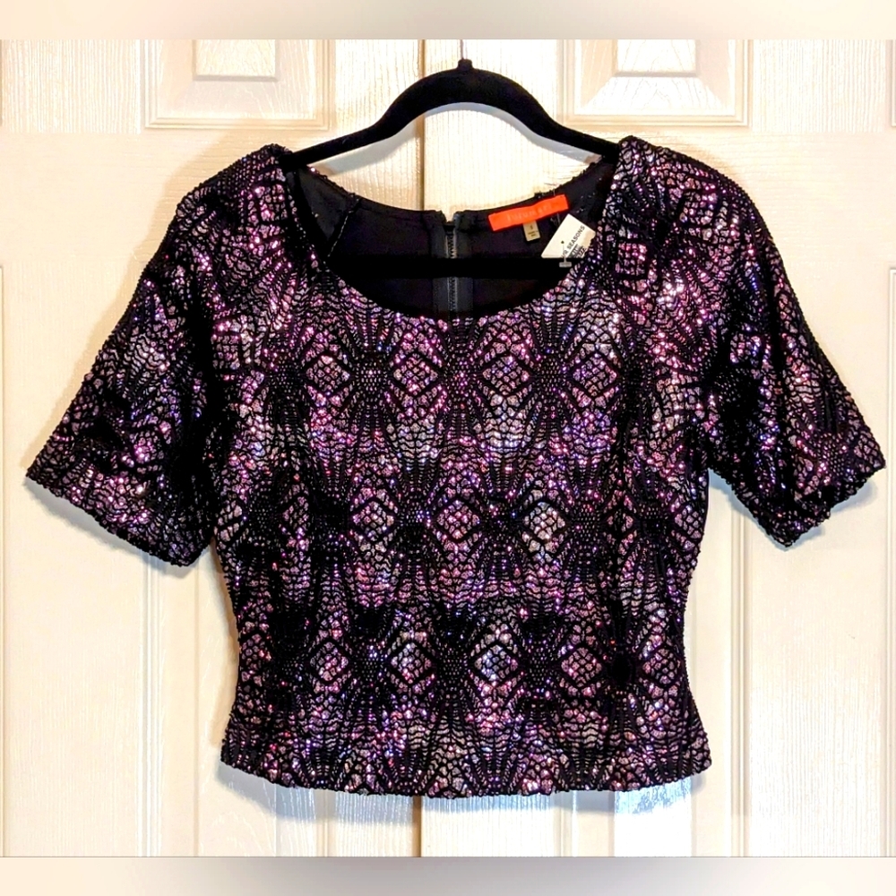 5/$25 Lulumari Crop Top with Lace and Sequins